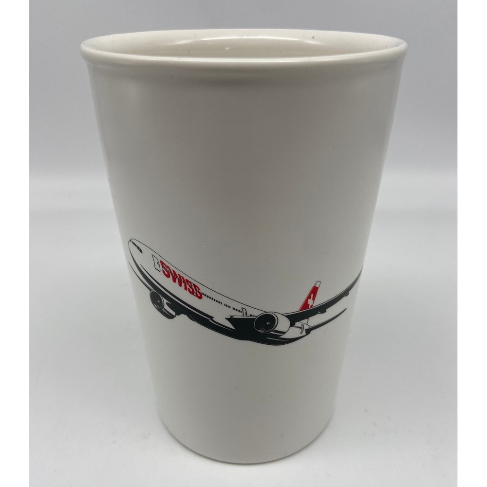 Swiss International Air Lines Ceramic Tumbler‎ Aviation Graphic White Cup 4.75in